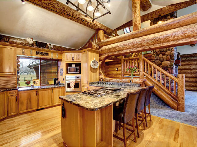 Light wood kitchen cabin