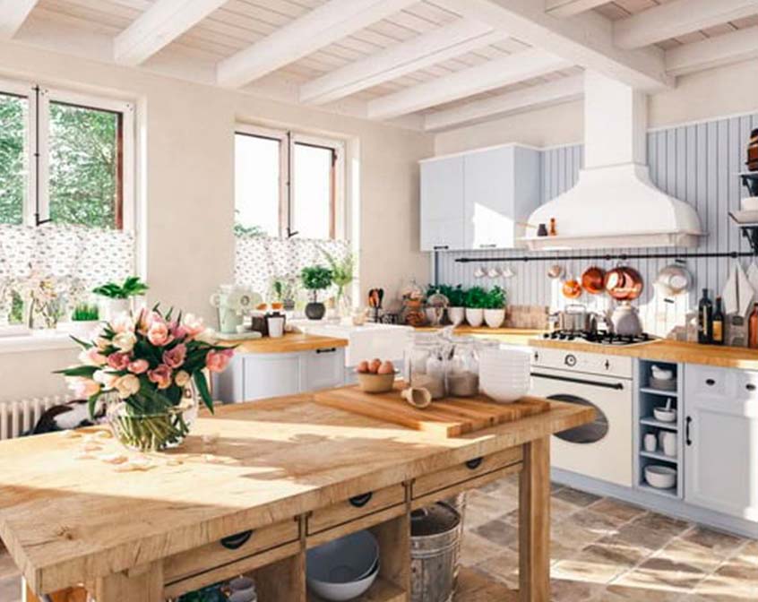 Farmhouse kitchen with rustic touch