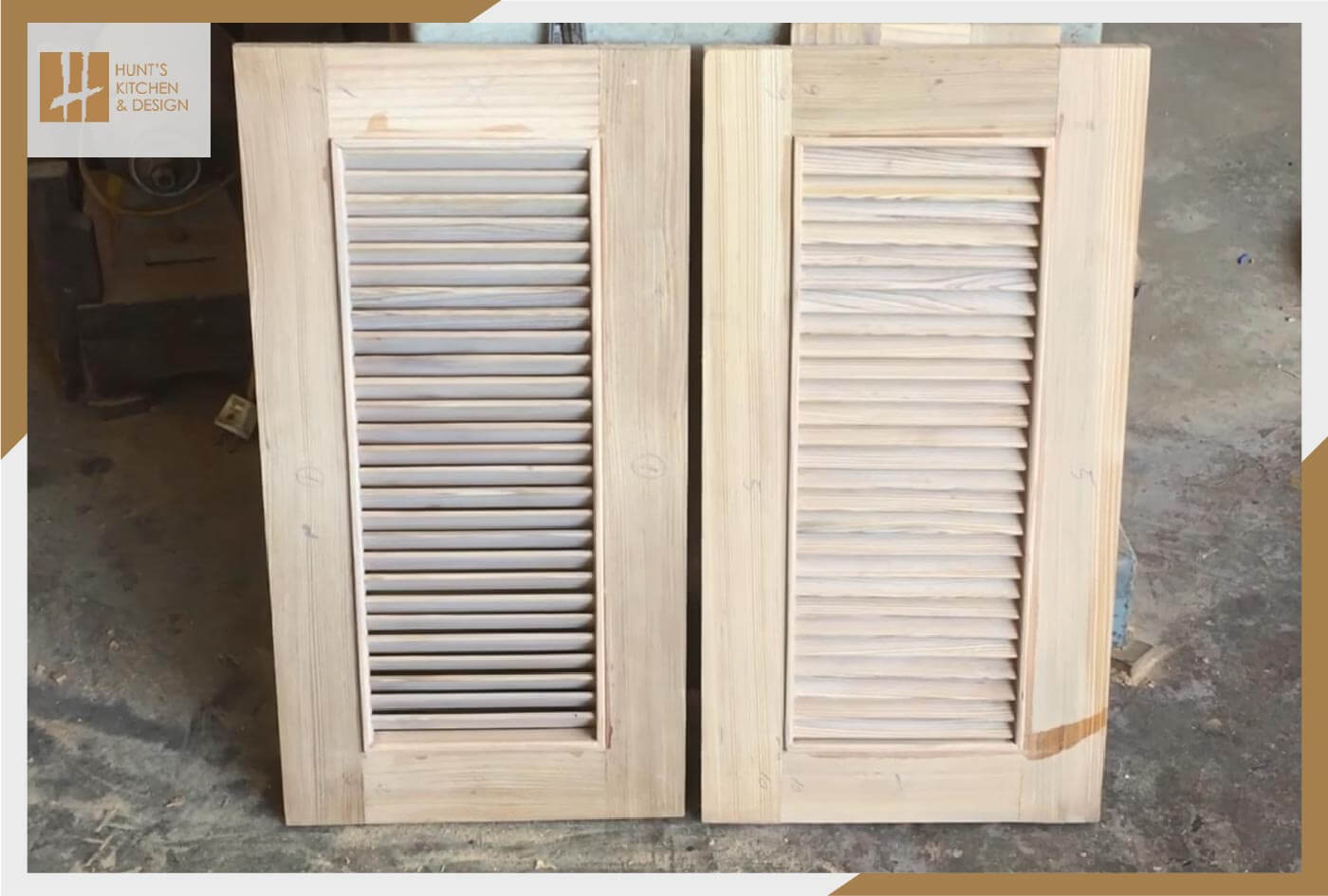 Louvered panel cabinet doors