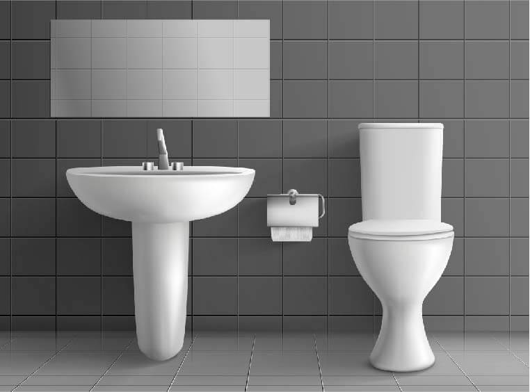 lavatory and toilet in bathroom