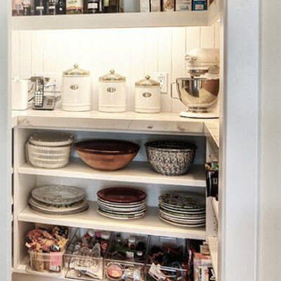 Pantry space on kitchen shelves
