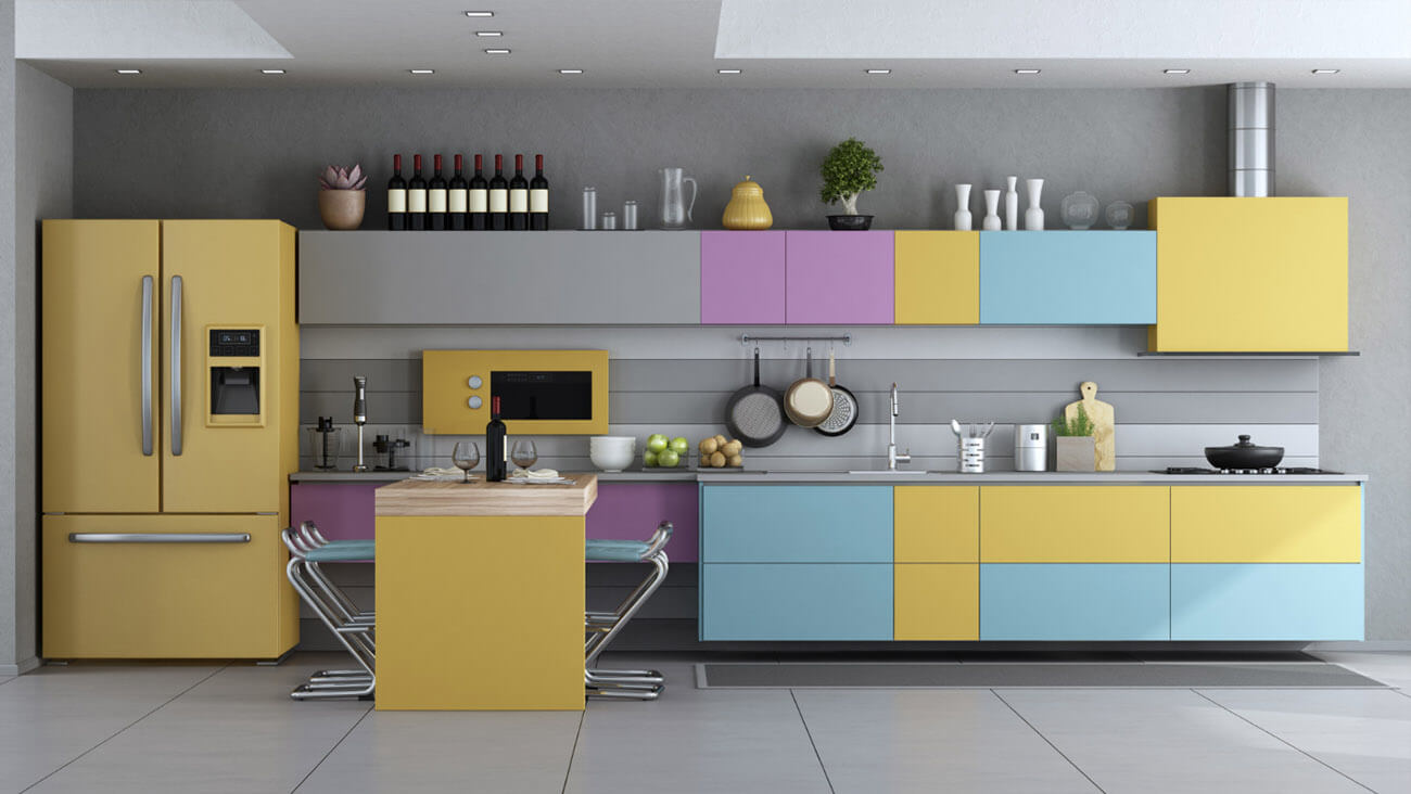 Different colors kitchen Cabinet