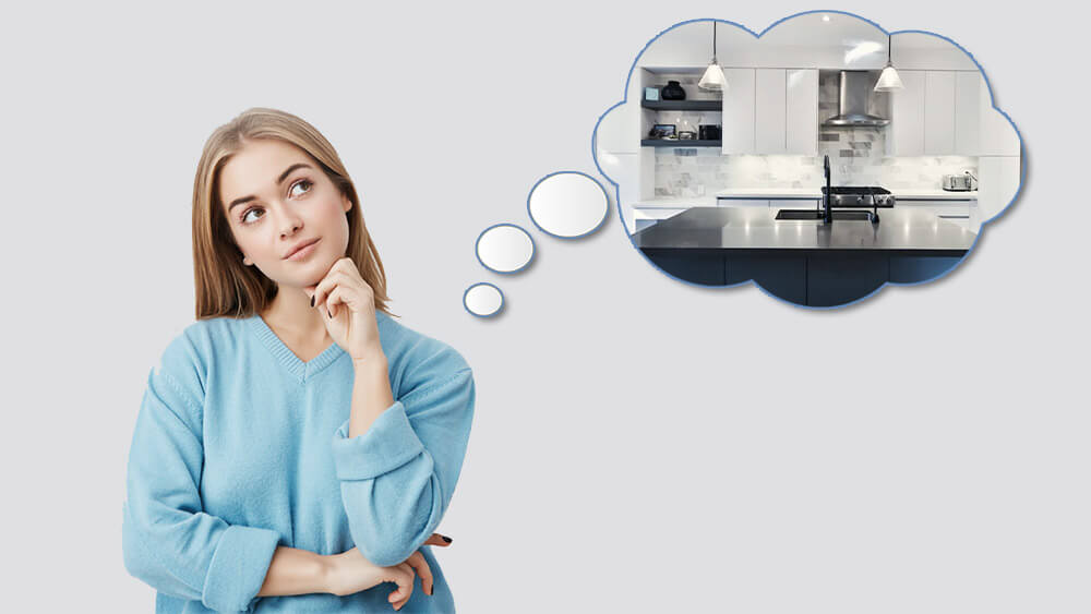 Women thinking about kitchen design