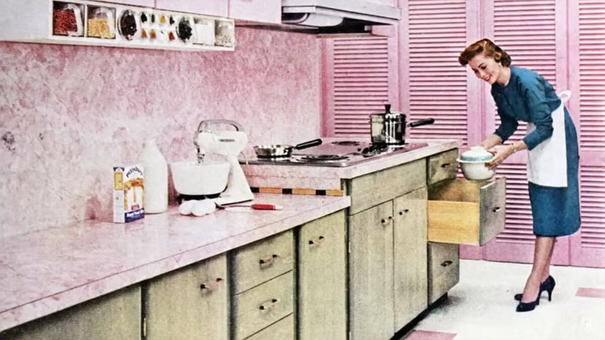 American kitchen design in 1950-1960 