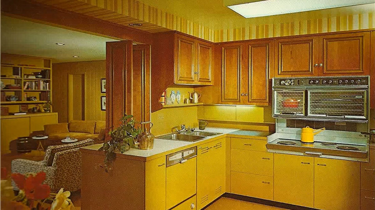 American kitchen design in 1970-1980