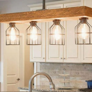 Farmhouse-rustic kitchen lighting idea