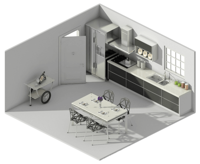 Kitchen 3D Floor Plans ideas illustration