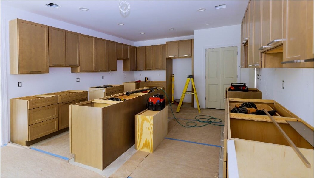 Kitchen cabinets under construction