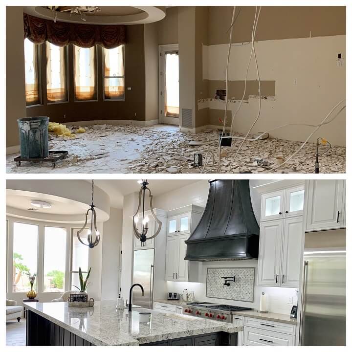Transitional kitchen in Shea Paradise Before After