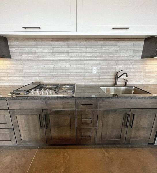 contemporary Kitchen sink and stove