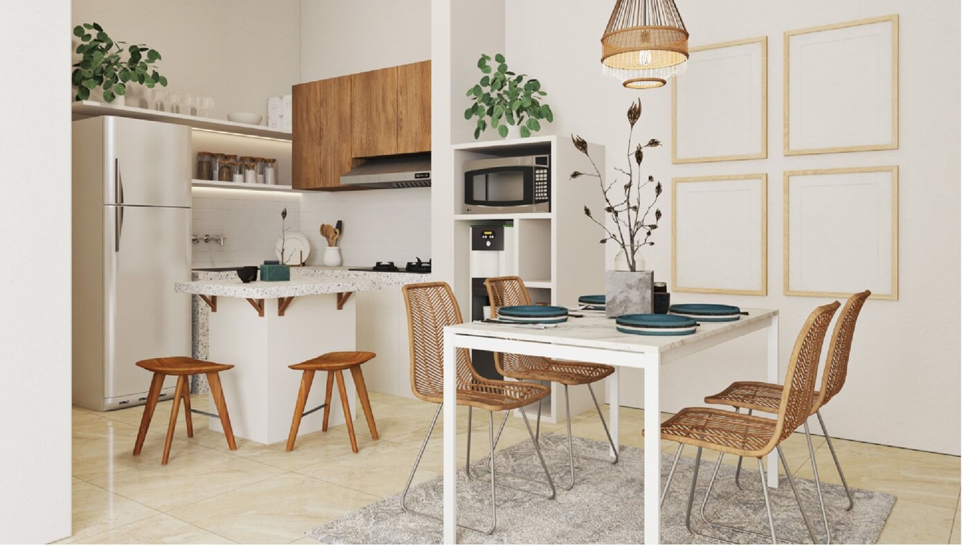 Sustainable Kitchen in white and wood color